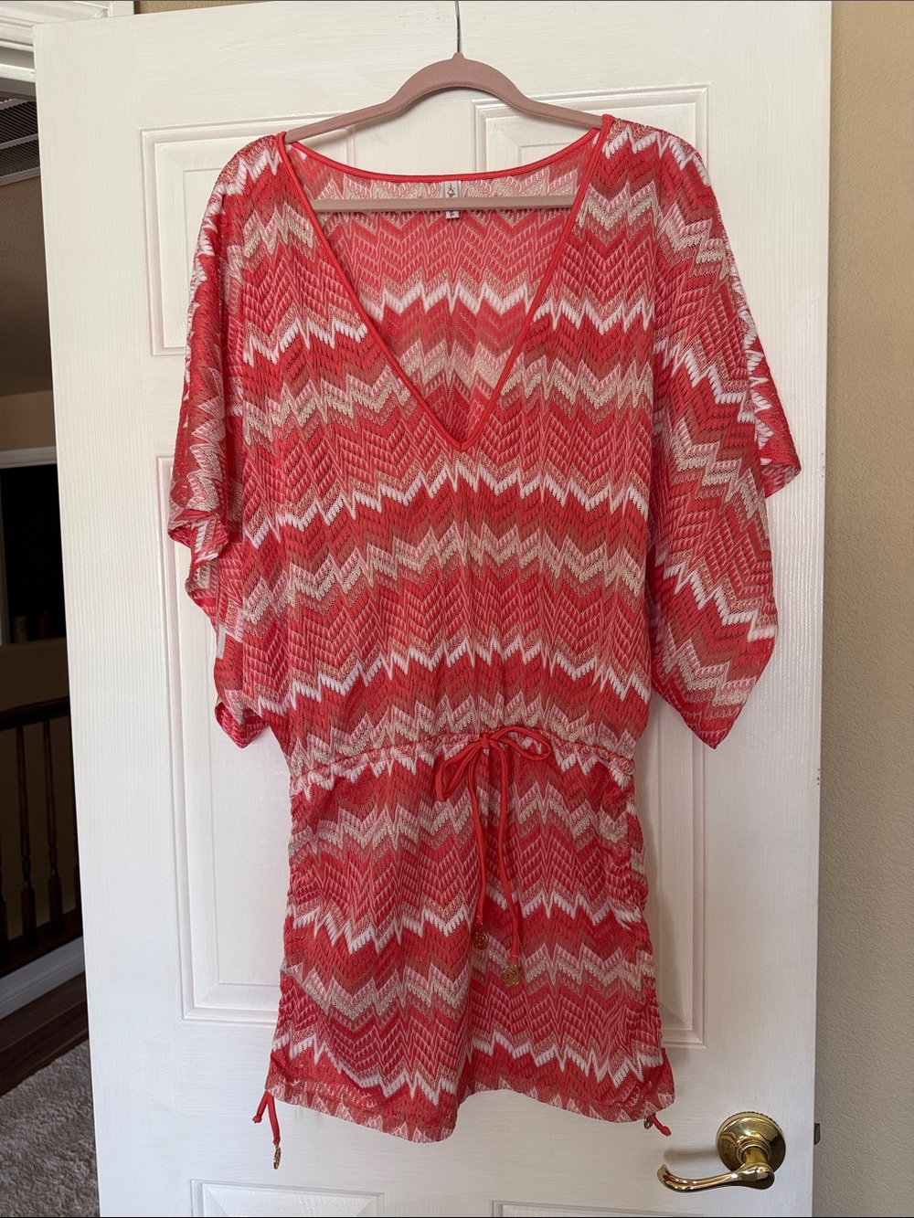 Luli Fama Red Chevron Swim Coverup
